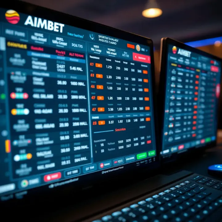 User interface showcasing key features of the Aimbet sports betting app