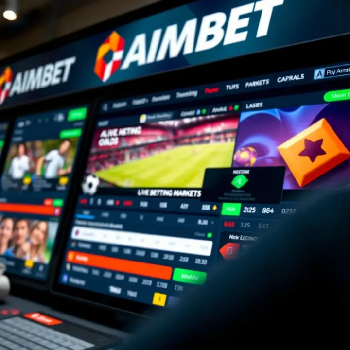 Smartphone showing the Aimbet app home screen with betting options and casino games