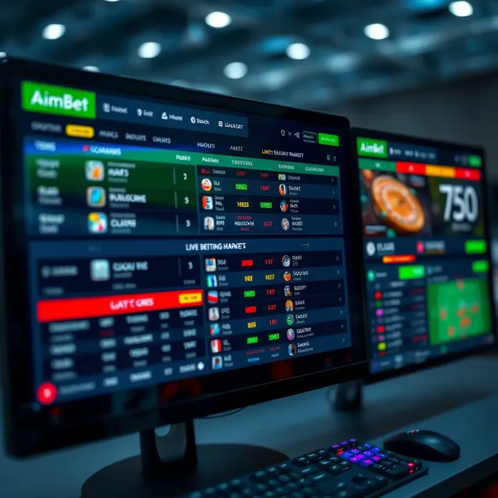 Smartphone showcasing Aimbet platform interface with betting options and odds