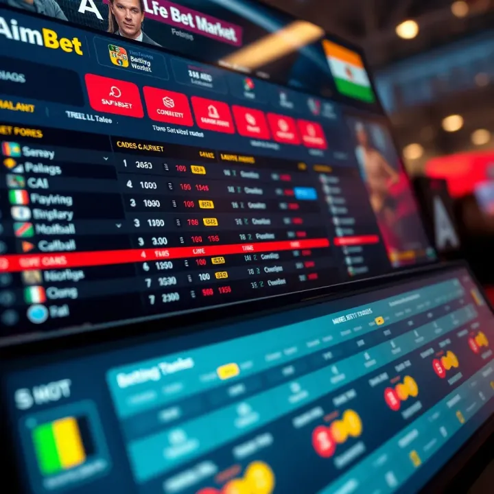 User interface of Aimbet platform displaying UFC betting markets and odds