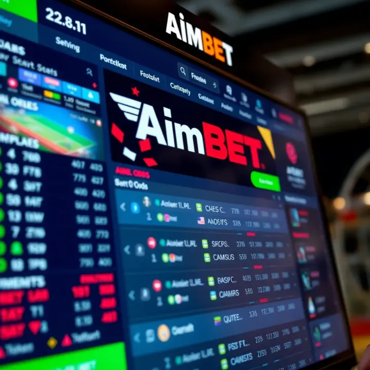 Illustration showing the Aimbet credit card with key features displayed around it