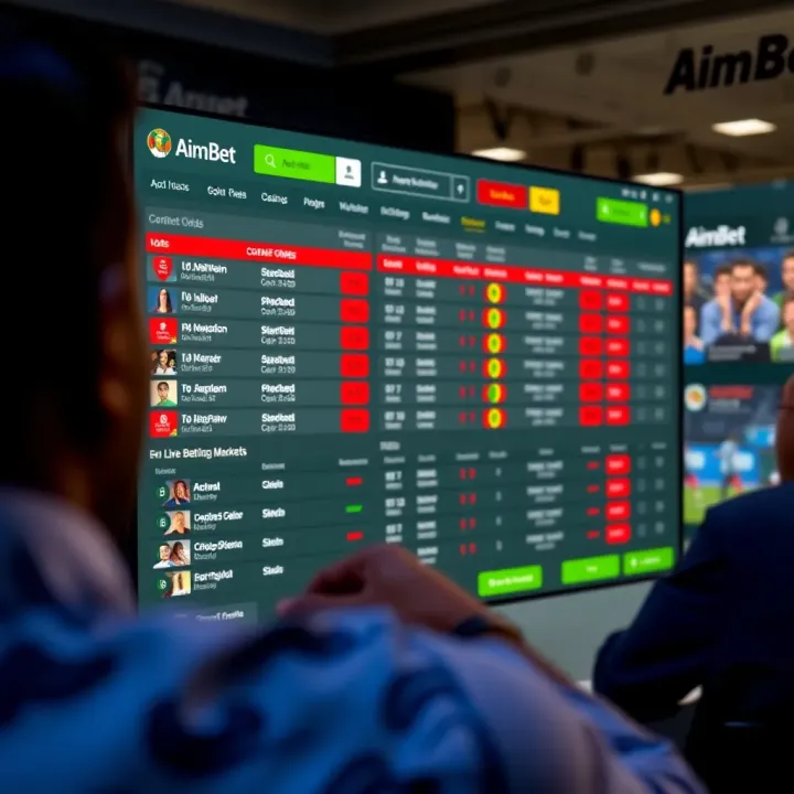Illustration showing the user interface of Aimbet platform with account status indicators and verification options